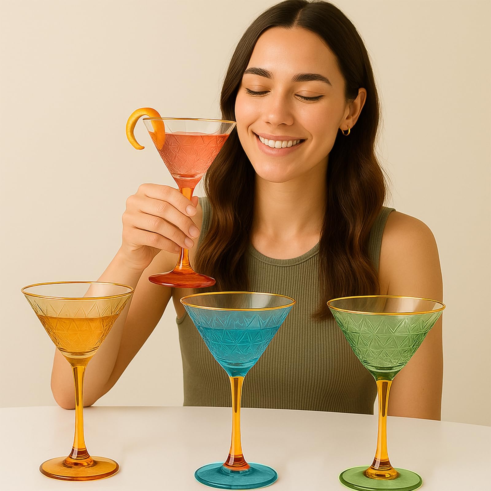 【希少】MARTINI アンティーク Vintage Art Deco Martini Glasses Martinis & Cocktails | Set